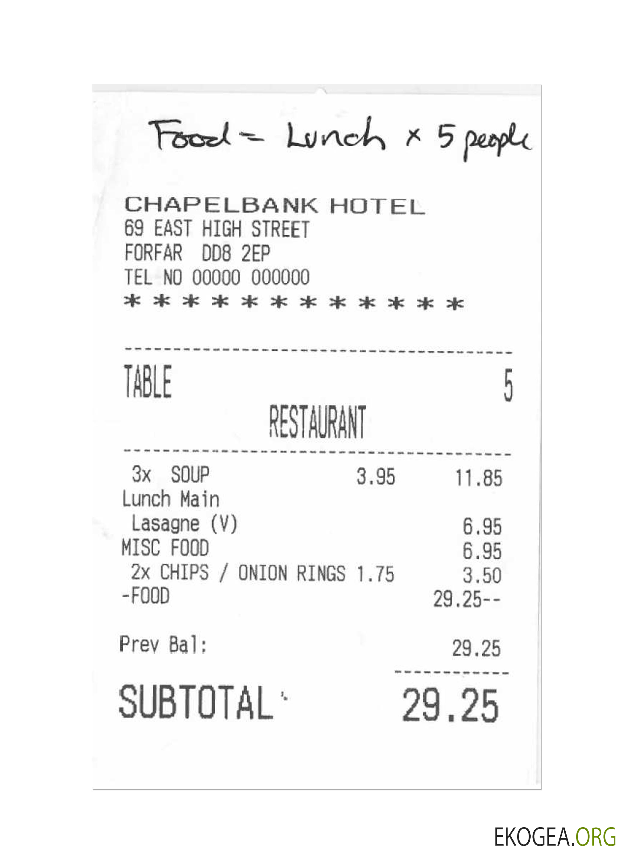 Chèque de paiement CHAPELBANK HOTEL